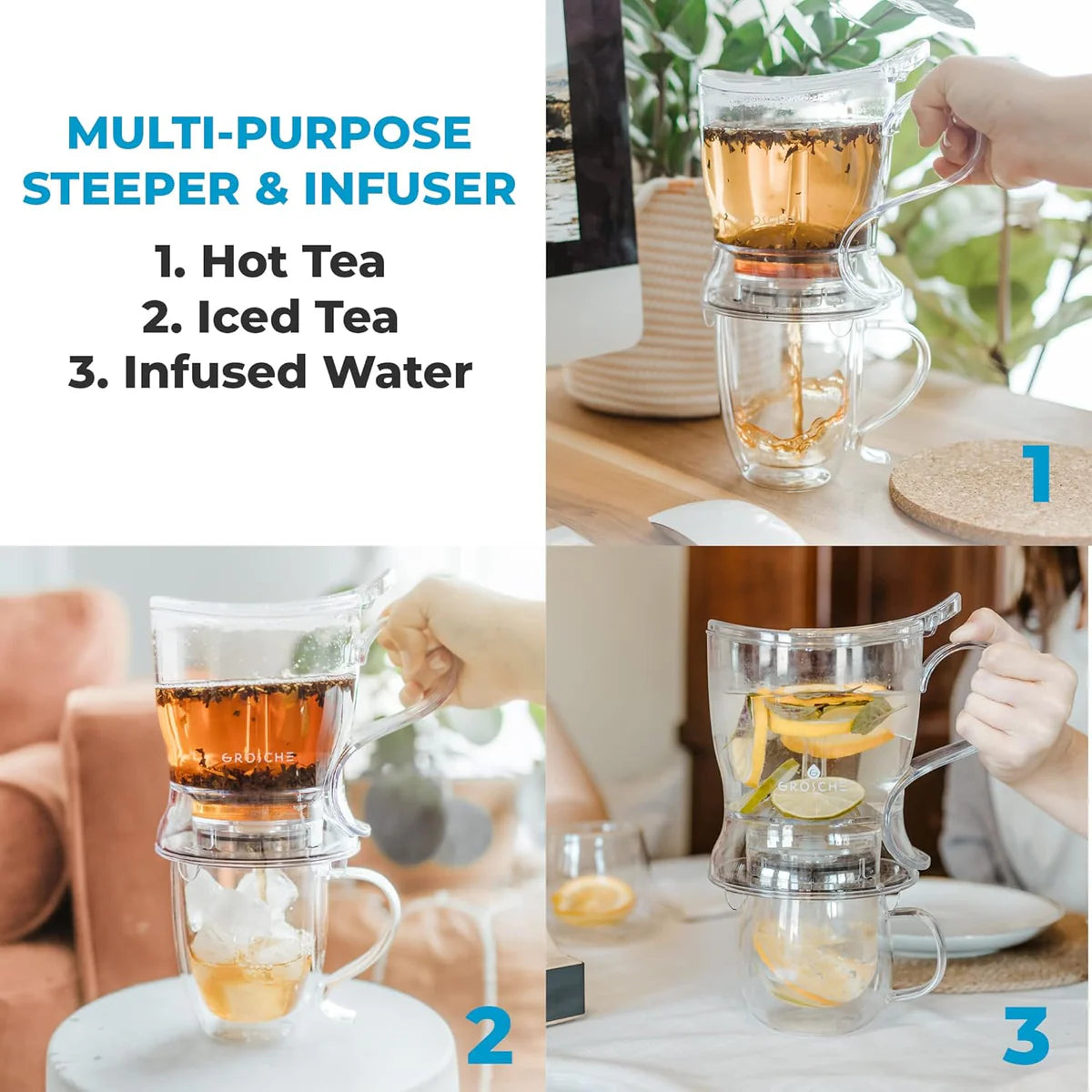 Grosche Smart Infuser Loose Leaf Tea Steeper - Clear