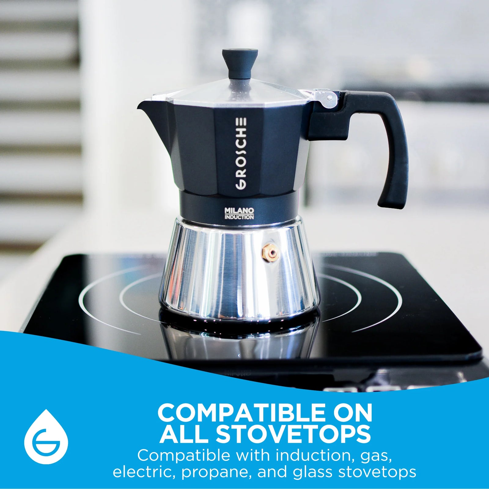 Induction Stovetop Espresso Maker - 3 Cup
