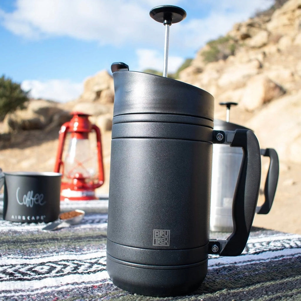 French Press with Bru-Stop Large 48oz Brush Steel